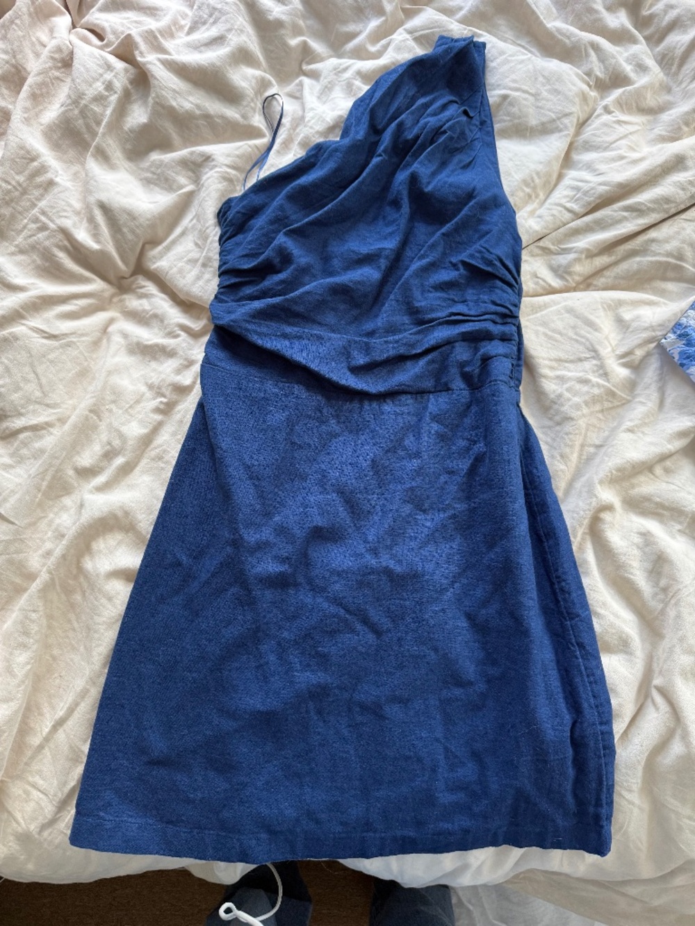 TALL SIZE- one shoulder blue mini dress